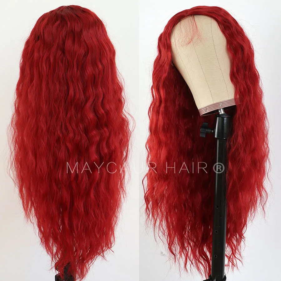Волнистые Синтетические кружевные передние парики Maycaur # 30B жаростойкие