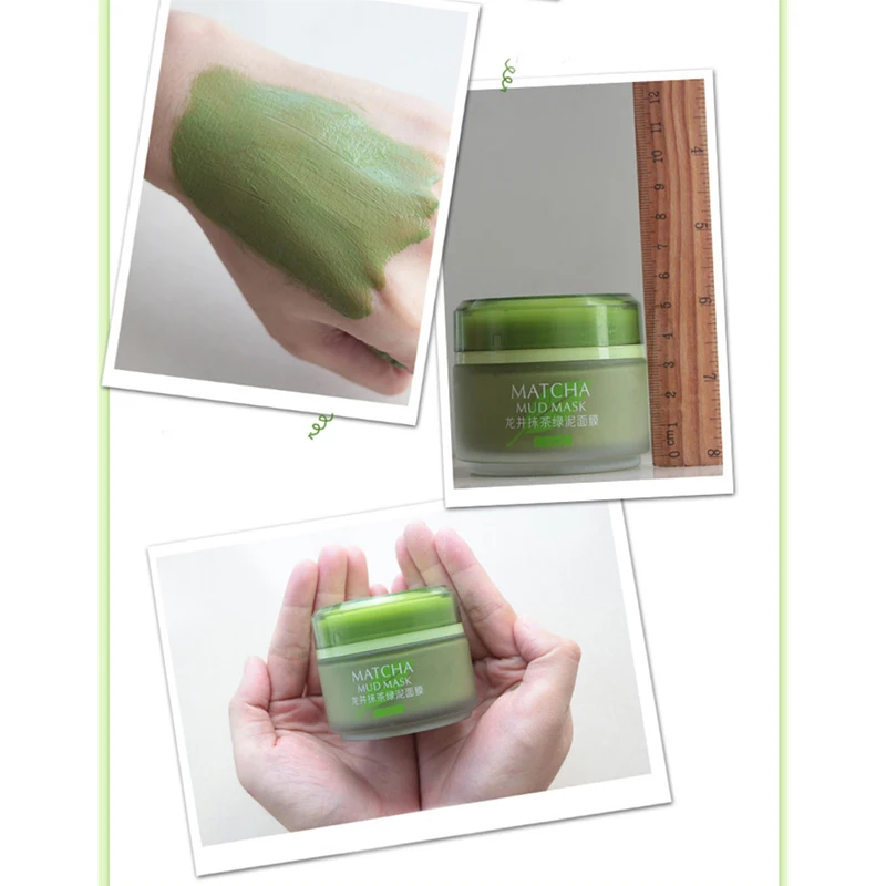 

Matcha Mud Facial Mask Cream Whitening Anti-Aging Blackhead Remover Acne Treatment Deep Cleaning Oil-Control Moisturizing