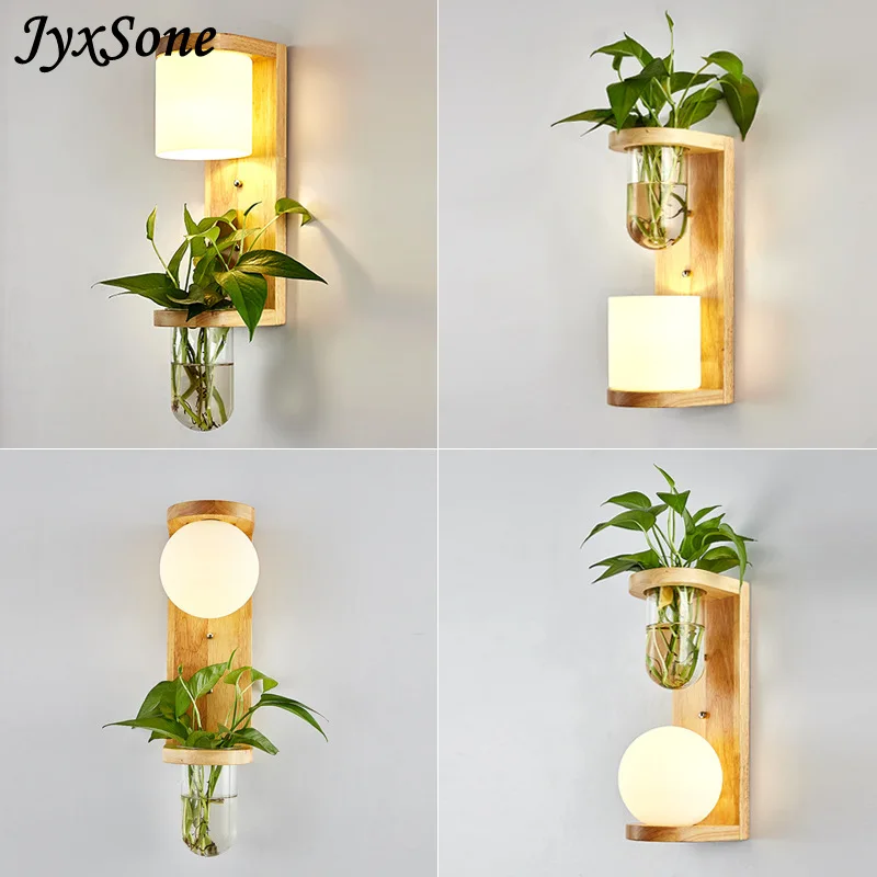 

Wooden Wall Lamp Indoor Home Decoration Bedroom Living Room Balcony Headbed Wall Background Bedside Plant Aisle Solid Wall Light