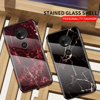 Marble Glass Case For Motorola Play Plus Tempered Glass Phone Cover For Moto Power One Zoom Coque Fundas