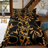 3d print geometry duvet cover set gold chain bedding set color vorte bedspreads comforters flower quilt cover 23pcs bedclothes