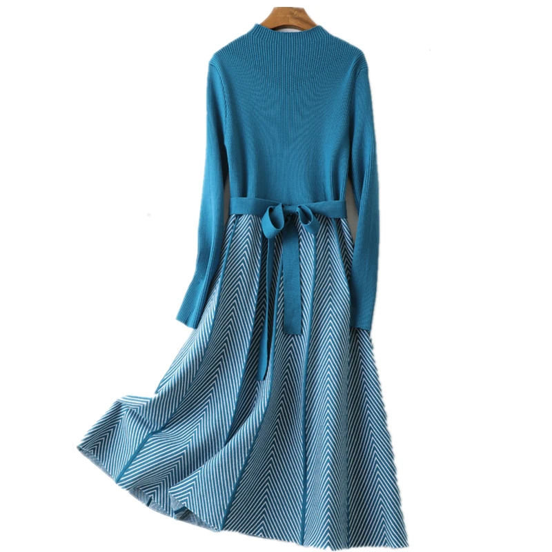 

Luxury Jacquard Long Knit Women Maxi Sweater Dress Sahes Turtleneck A Line Dresses Christmas Party Midi Dress Vestidos 9950