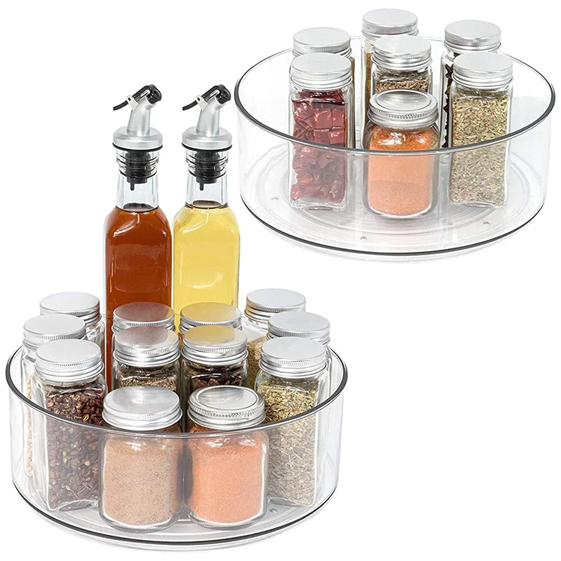 

360 Rotation Lazy Susan Turntable Storage Box, Transparent Rotating Case, Food & Snack & Condiments Storage Organizer