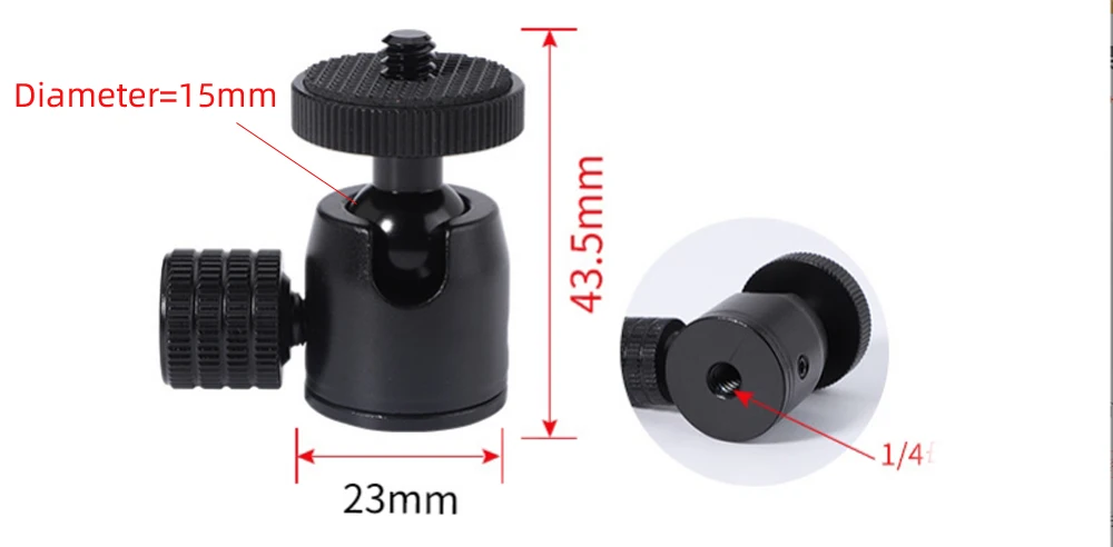

New Mini Ball Head Adapter, with 360 Degree Rotatable Aluminum Tripod Head, for DSLR Cameras Tripods Monopods Light Stand