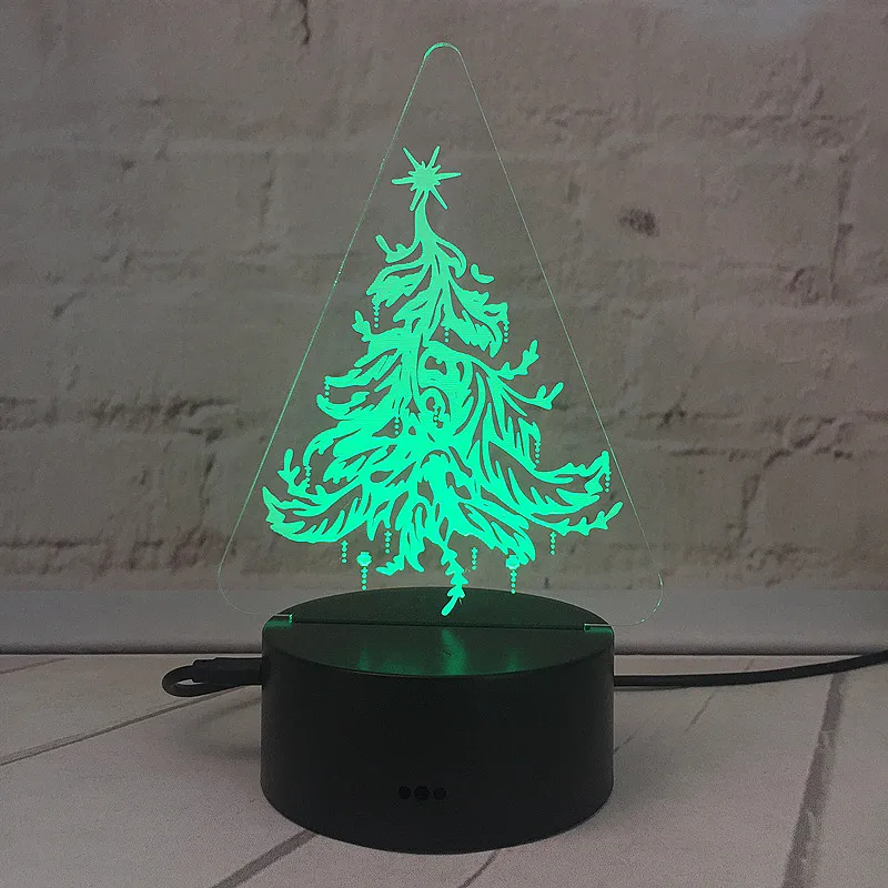 L&aacute;mpara 3D de &aacute;rbol de Navidad, variable luz de noche, iluminaci&oacute;n de ambiente de vacaciones, decoraci&oacute;n de mesa de casa, t&aacute;ctil, remota, 7 colores-3