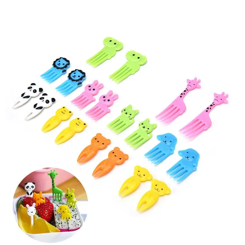 

10Pcs Cute Mini Animal Farm Cartoon Food Picks Children Snack Cake Dessert Food Fruit Forks Lunch Bento Accessories Party Decor