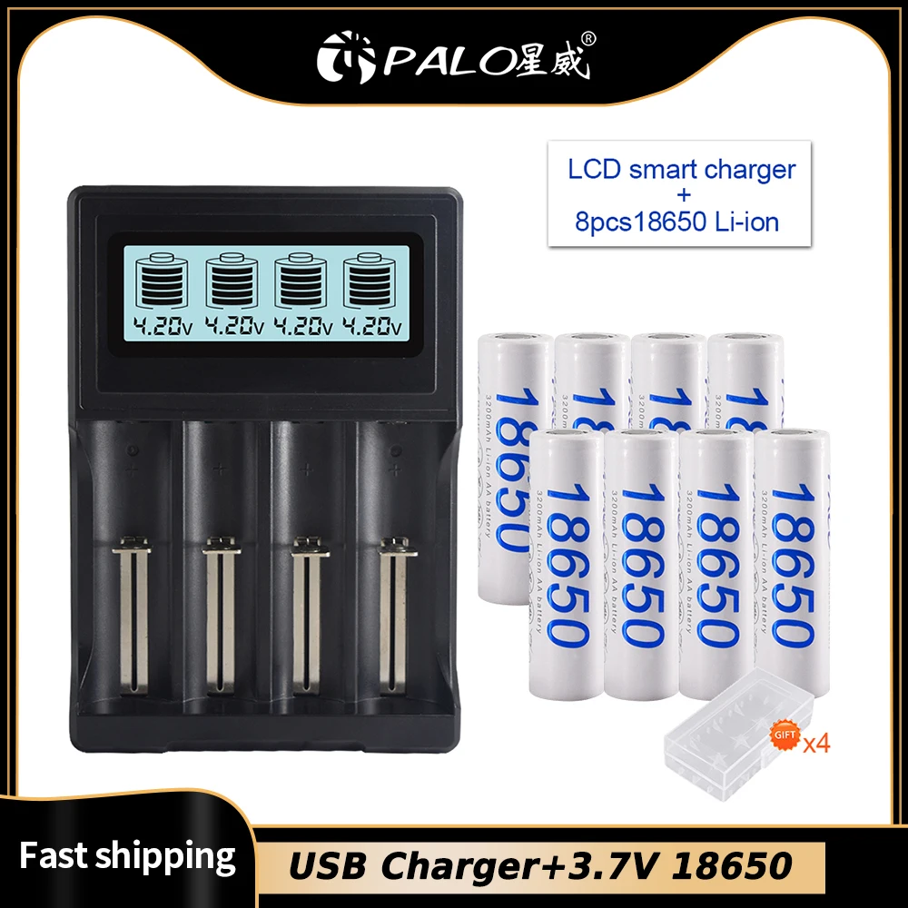 PALO 3 7 V 18650 Литий Перезаряжаемые Батарея 3200 мА/ч + ЖК дисплей USB Смарт устройство для