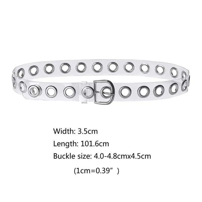 

Trendy Personality Women Waistband Casual Wild Transparent PVC Lady Belt Full Hole Pin Buckle Pants Band Gifts