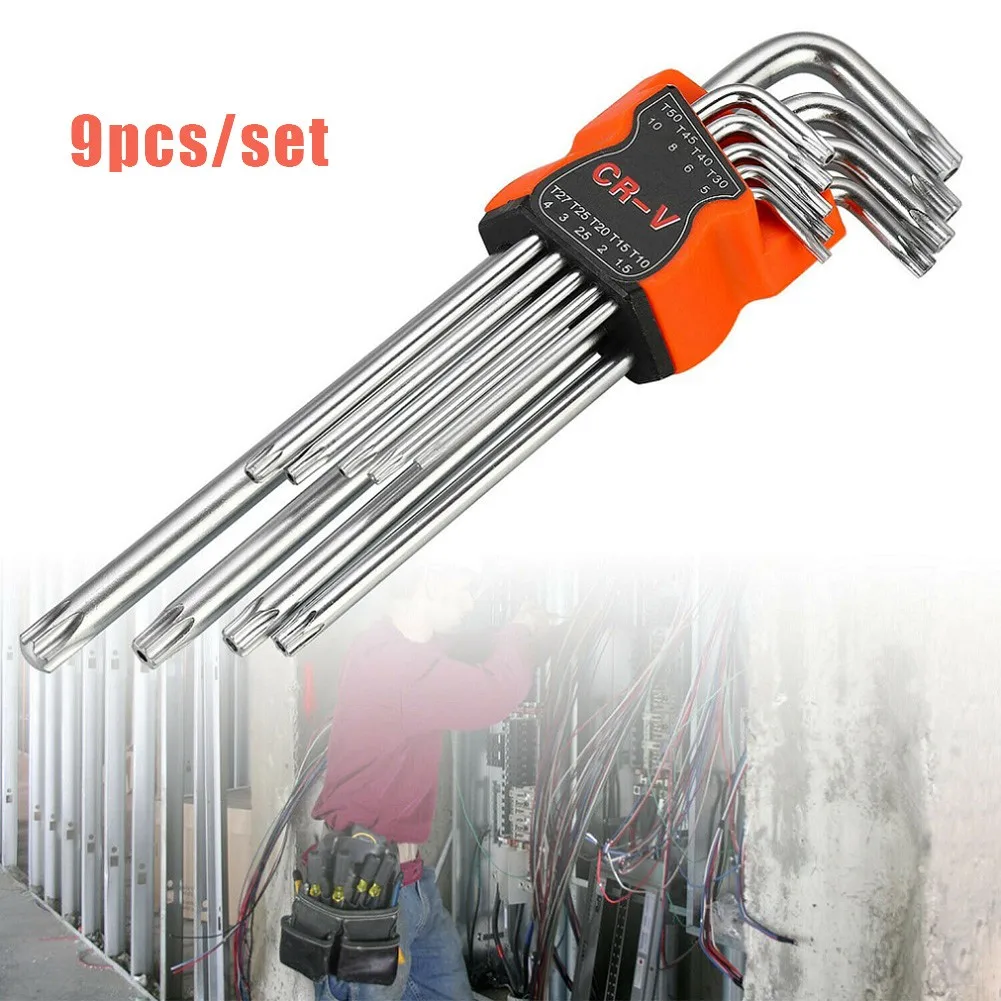 

9Pcs Double-End L Type Screwdriver Hex Wrench Set Allen Key Hexagon Flat Ball Torx Spanner Hand Tools