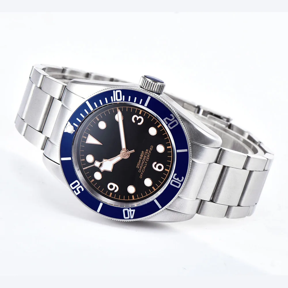 Механические наручные часы corgтеле 41 мм синяя рамка сапфировое стекло