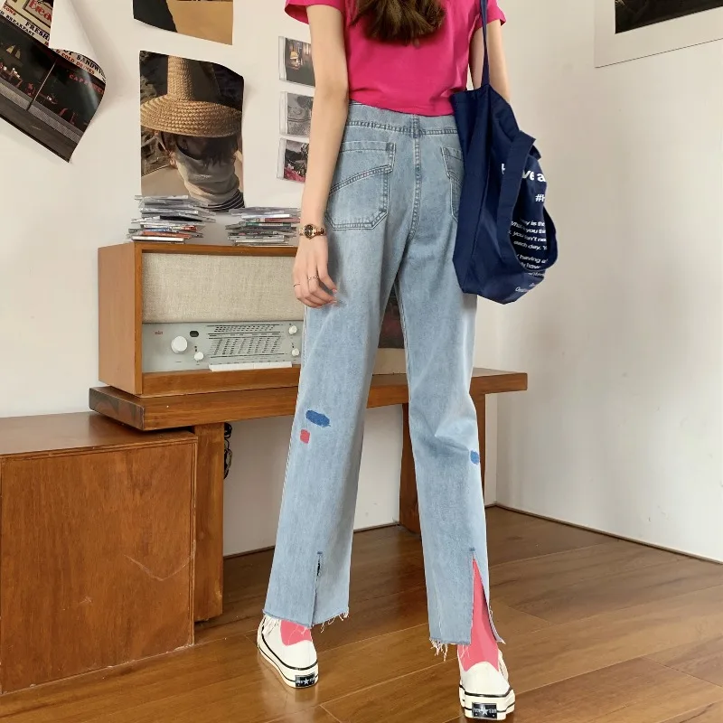 

Retro Jeans for Women 2020 Autumn and Winter New Korean Style Loose Straight Pants Ins Trendy High Waist Look Taller Wide-Leg