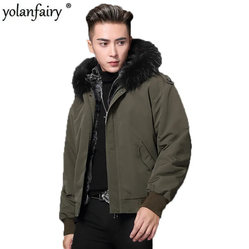 Пальто из натурального меха Подкладка кроличьего Парка мужская зимняя куртка с