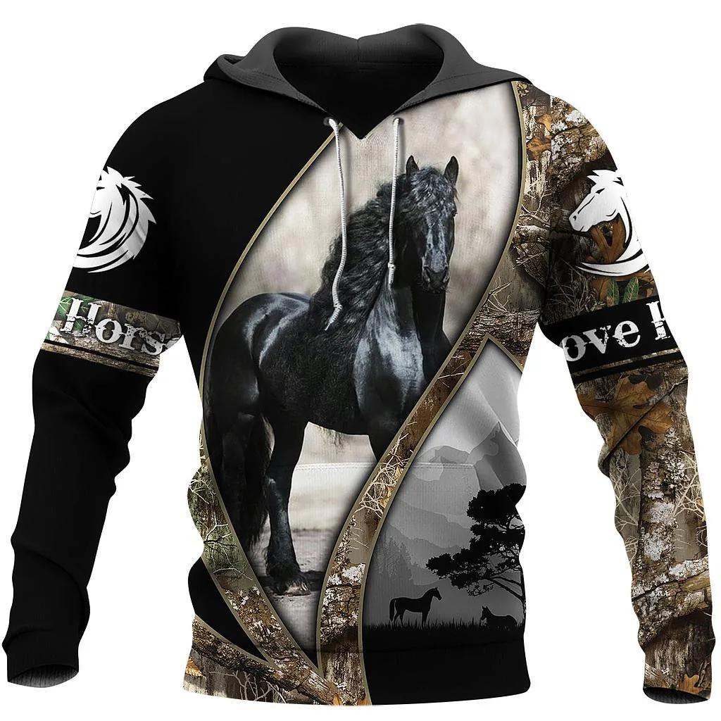 

3D All Over Printed Love Horse Hoodies Unisex Hip Hop Sweatshirt Casual Harajuku Jackets L313
