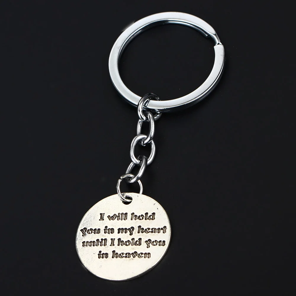 

12PC I Will Hold You In My Heart Until I Hold You In Heaven Keyring Round Pendant Keychain Family Dad Mom Sister Lovers Gift Hot