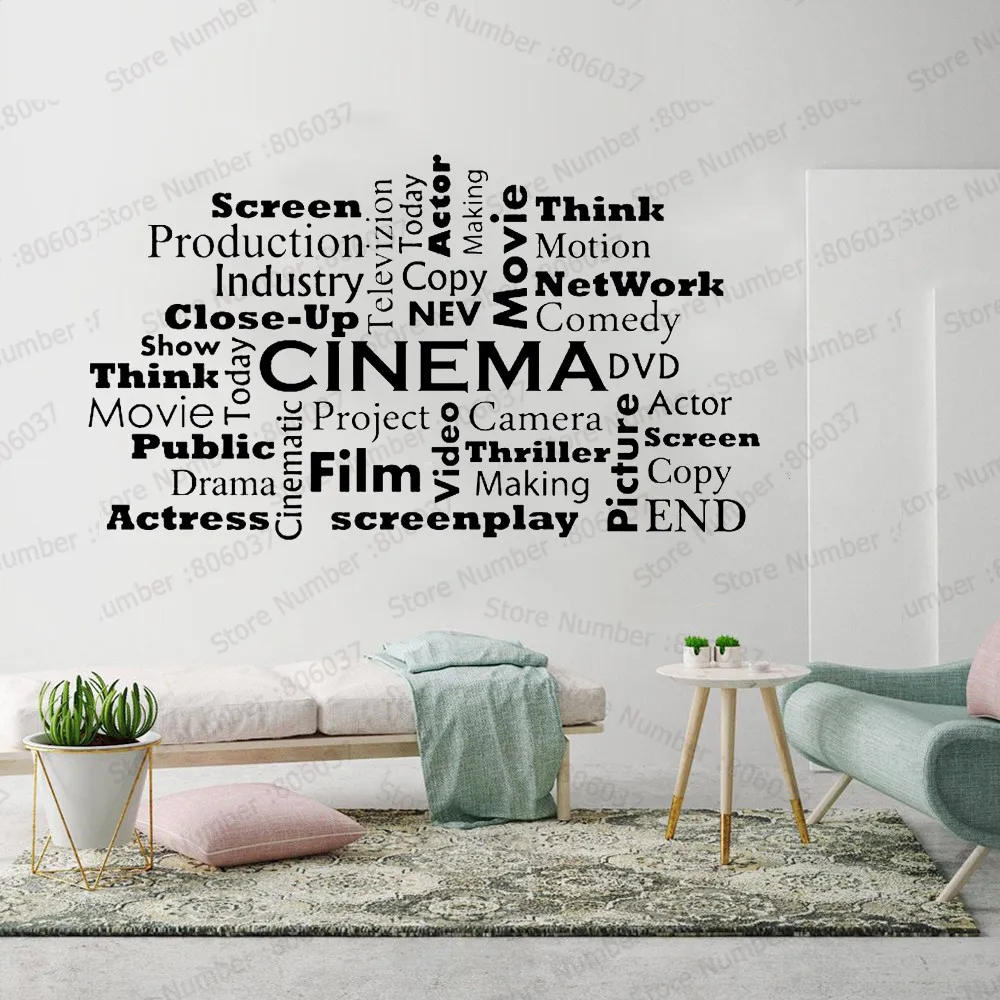Интерьерный декор для кинотеатра кинофильм слова настенные наклейки создание