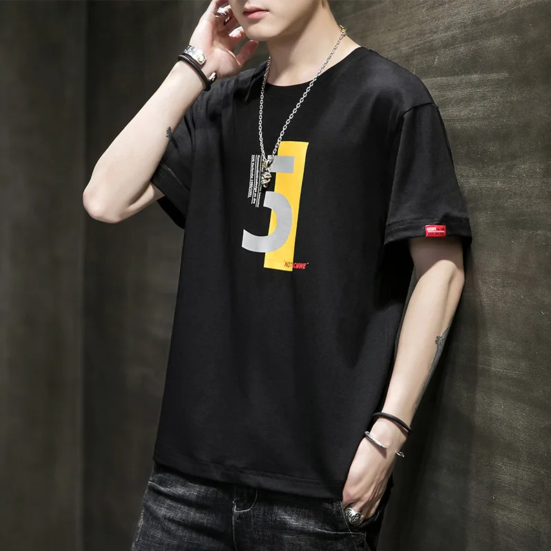 

T-shirt men's summer 2021 new trendy brand trend cotton casual half-sleeved clothes loose Korean compassionate