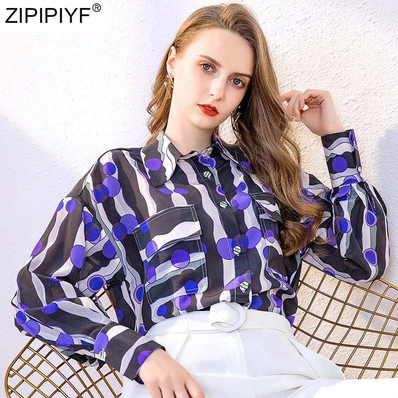 2020 New Women Striped Silk Turn down Collar Shirts Long Sleeve Casual Tops Blouse shirt women's blouses and tops High quality