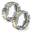 Мужское двухцветное кольцо Mifeiya, белое кольцо из металлического сплава с волнистыми кристаллами и цирконами, вечернее вечерние велирное украшение, размер 6-13,