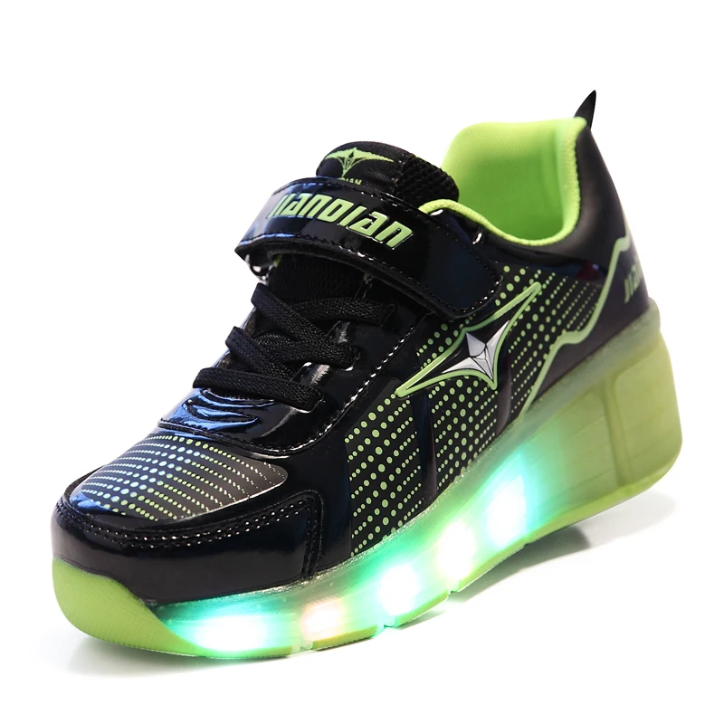 Pink Green Blue Cheap Child Fashion Girls Boys LED Light Roller Skate Shoes For Children Kids Sneakers With Wheels One wheels | Детская