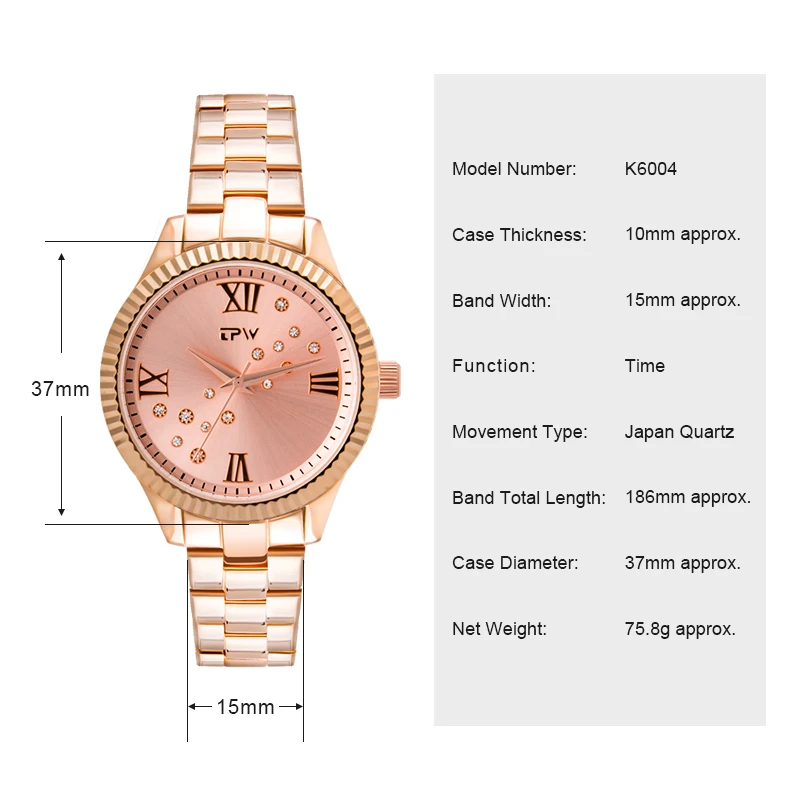 

TPW Luxury Women Watch Rose Gold Simple Elegent Ladies Top Brand Bracelet Clock Relogio Feminino