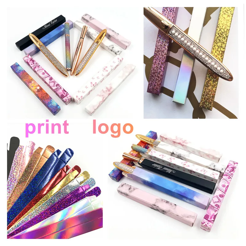 

Print logo Eyeliner Box Packaging Empty Glitter Soft Eyeliner Boxes For Eyeliner Lash Glue Pen Private Label Package print logo