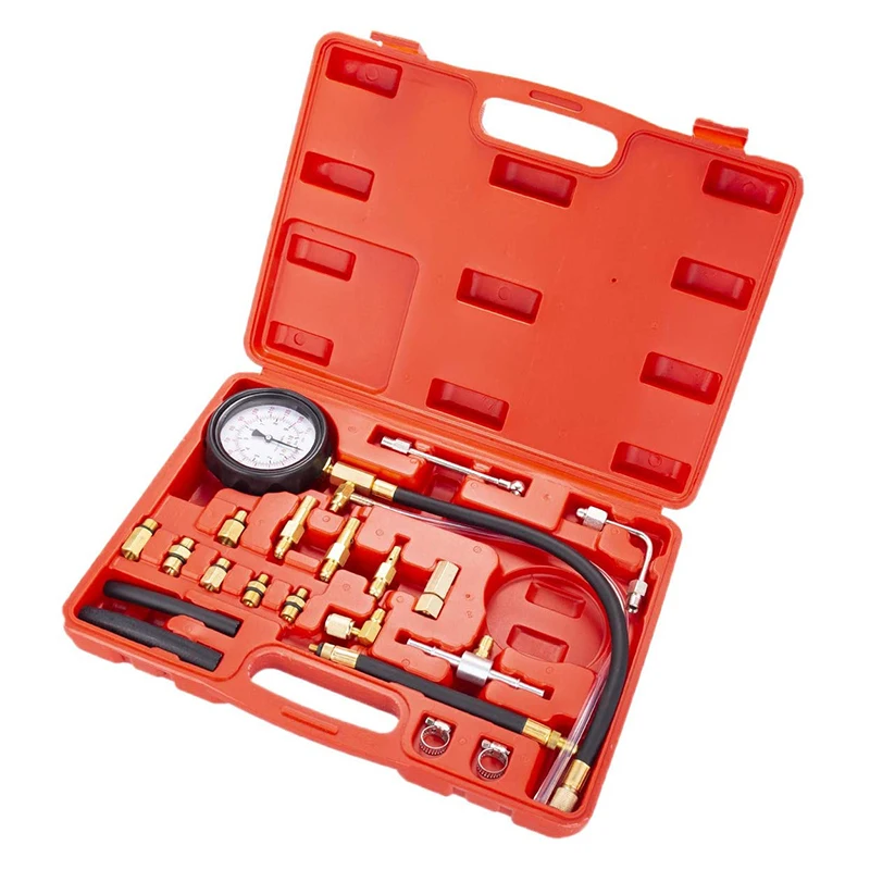 

0-140PSI Fuel Injection Pump Pressure Tester Gauge Diagnostic Tools Kit,Engine Gasoline Tester Tool Set For Most of Cars(TU-114)