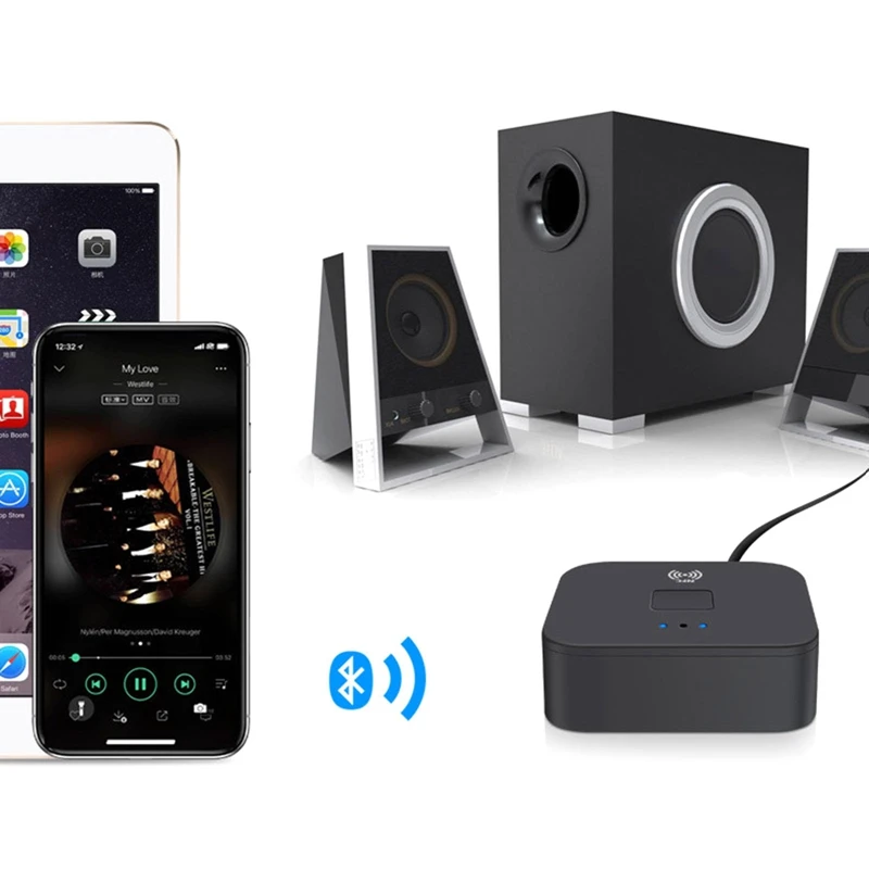 Блютуз-совместимый приемник 5.0 беспроводной звук музыки RCA APTX LL с низкой задержкой потока звука для домашнего стриминга звука 3,5 мм 2RCA адаптер