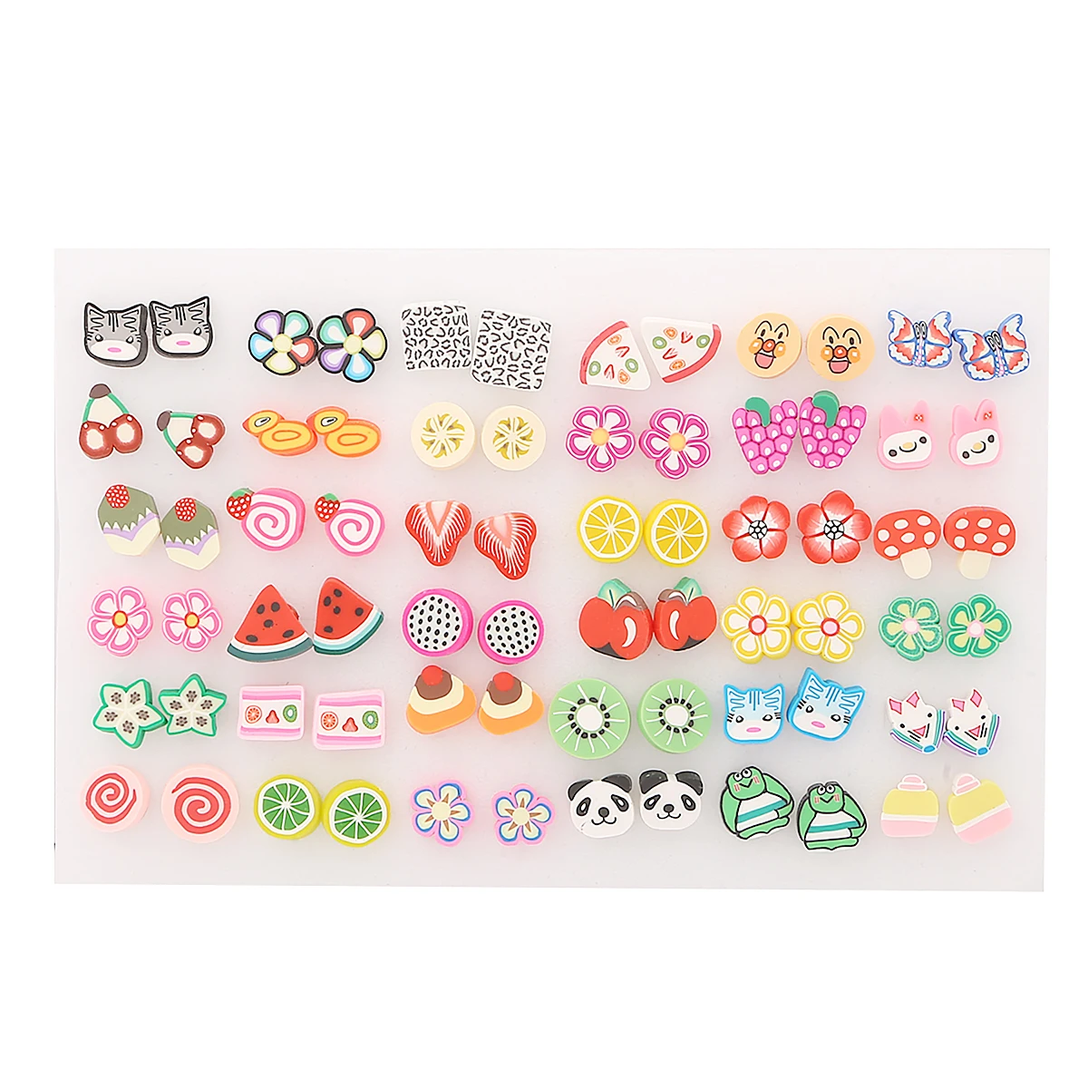 Серьги-гвоздики женские, разноцветные, с цветком, круглым сердцем, пластиковые, 102