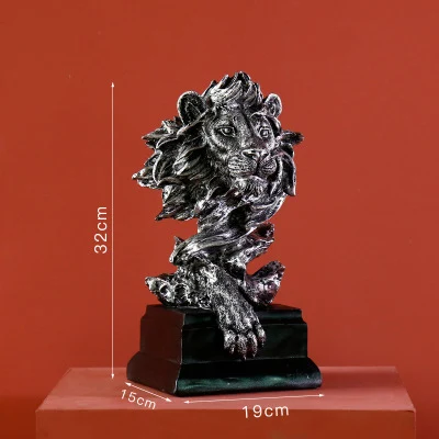 lion silver Лидер продаж голова лошади абстрактные украшения для дома Hnadcrafts фигурка Миниатюрная модель стол Декор Аксессуары скульптура - Цвет: lion silver