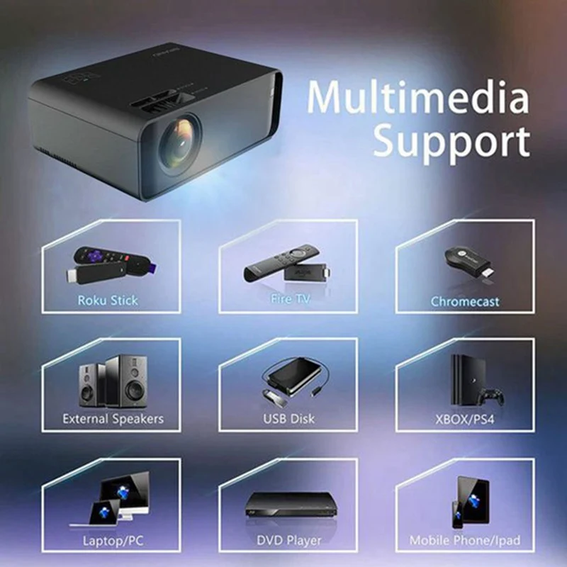 

Leisure C3MQ Mini Projector Supported 1920*1080P 170'' Portable Projector For Home With 40000 Hrs LED Lamp Life TV Stick