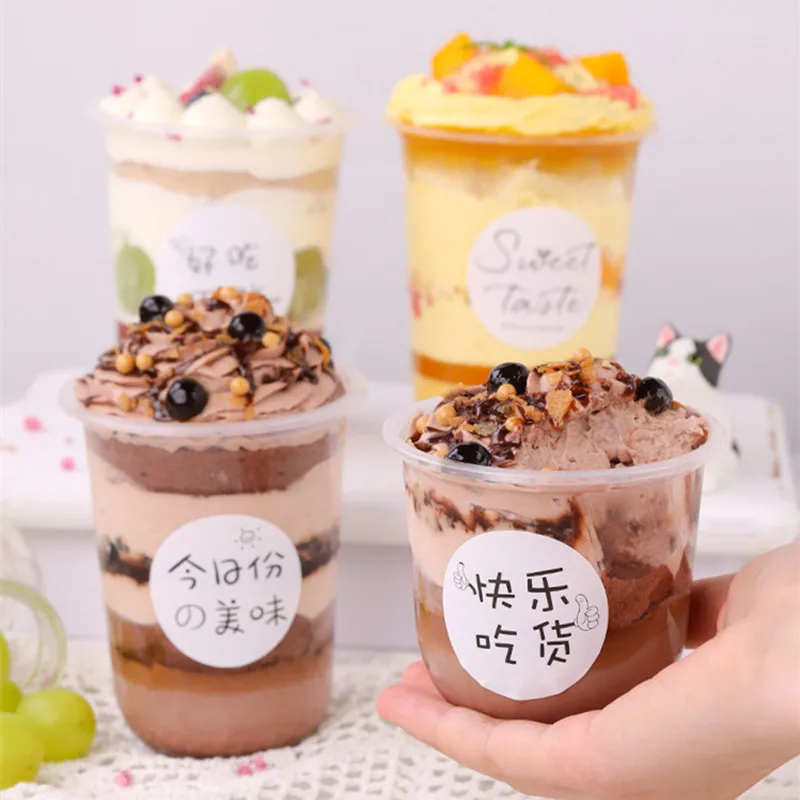 

50pcs High quality clear plastic cup party cake pastry cup 360ml 500ml ice cream yogurt pudding jelly dessert cups with lids