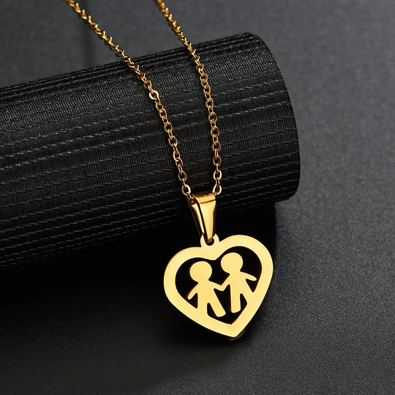 necklace gold Nextvance Семья любовь два ребенка сердце браслет из нержавеющей стали для женщин золотой цвет Pulseira Feminina любовник обручальные ювелирные изделия - Окраска металла: necklace gold