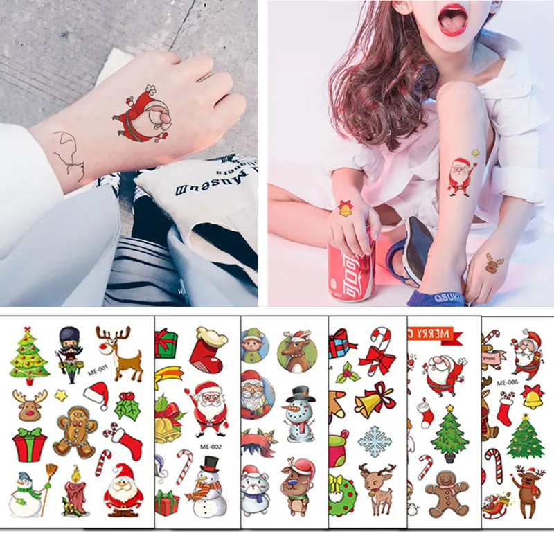 6pcs Navidad Gifts Disposable Tattoo Stickers Ornaments Christmas Decorations New Year 2020 Kids Kerst Natal Decor Noel | Дом и сад