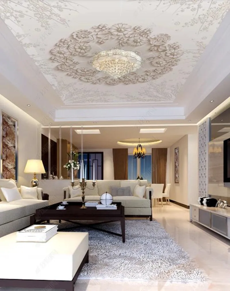 Европейские трехмерные рельефные обои с изображением цветов настенные 3D потолка