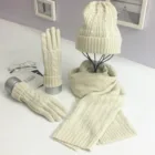 Осень-зима 2021, модная классическая тёплая шапка, перчатки, шарф, набор из трех предметов унисекс из кроличьего меха для мужчин и женщин