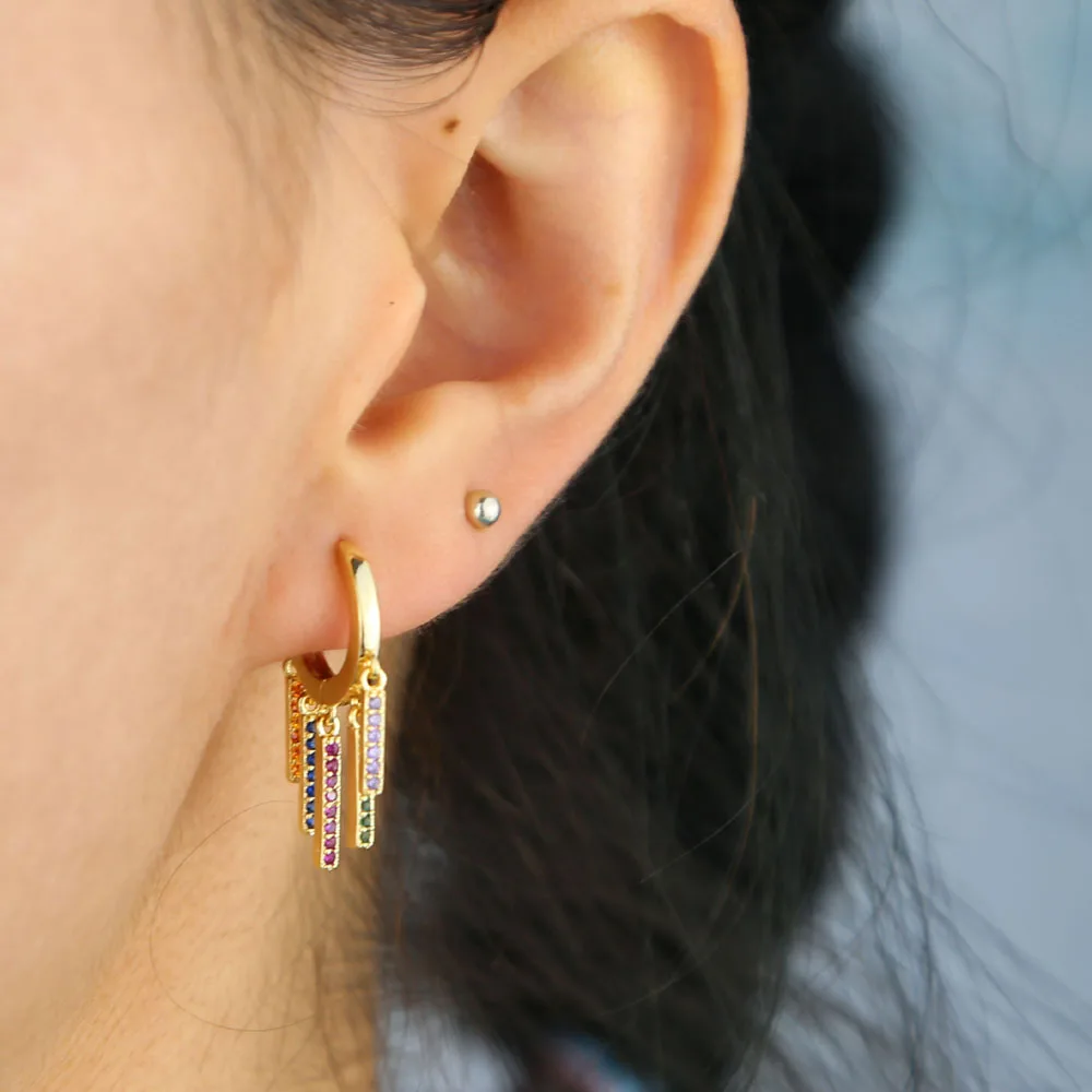 Романтические женские серьги-кисточки 5 цветов разноцветные радужные прямые