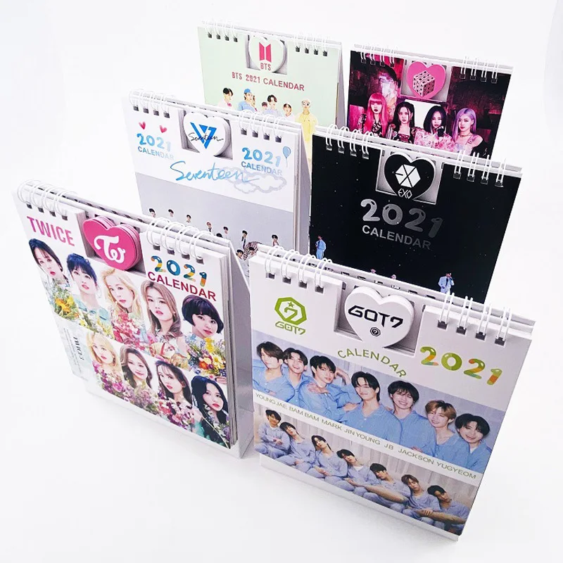Настольный календарь Kpop 2021 SK BP двойное сокровище GOT7 17 дюймовый Bangtan Boys настольное