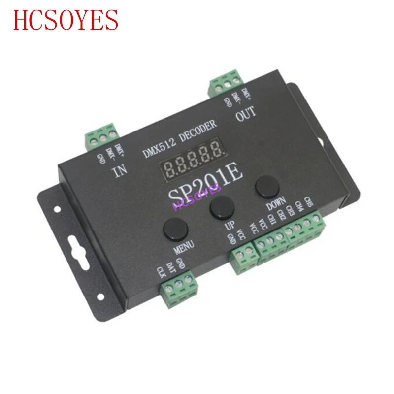 Контроллер декодера DC5V-24V DMX512 SP201E SPI с Адресацией сигнала IC RGB led Pixel 5 канал ПВМ
