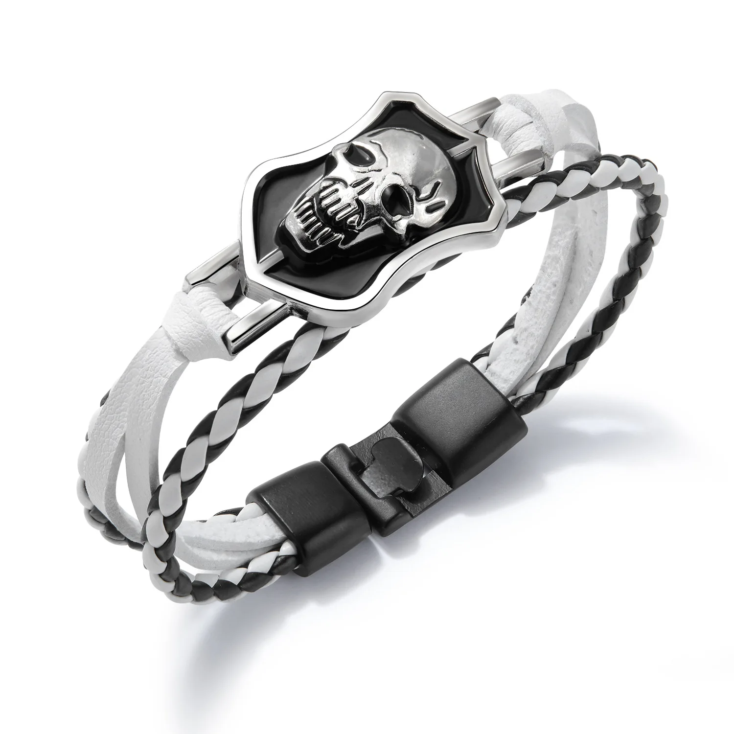 

Europe and the United States character joker alloy skull bracelet tothe fashion students leather cord woven bracelets