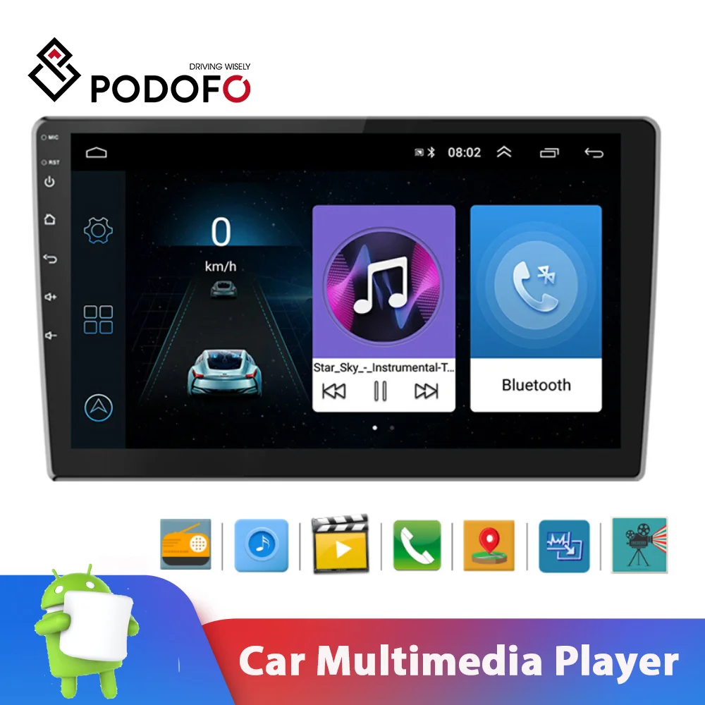 

Podofo Android Double Din GPS Car Stereo Radio 9'' HD 1080P 2.5D Tempered Glass Mirror Car MP5 Player with Bluetooth WIFI GPS FM