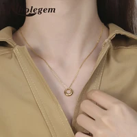 wholegem trendy simple small circle pendant necklace for women brand design female choker jewelry couple gifts