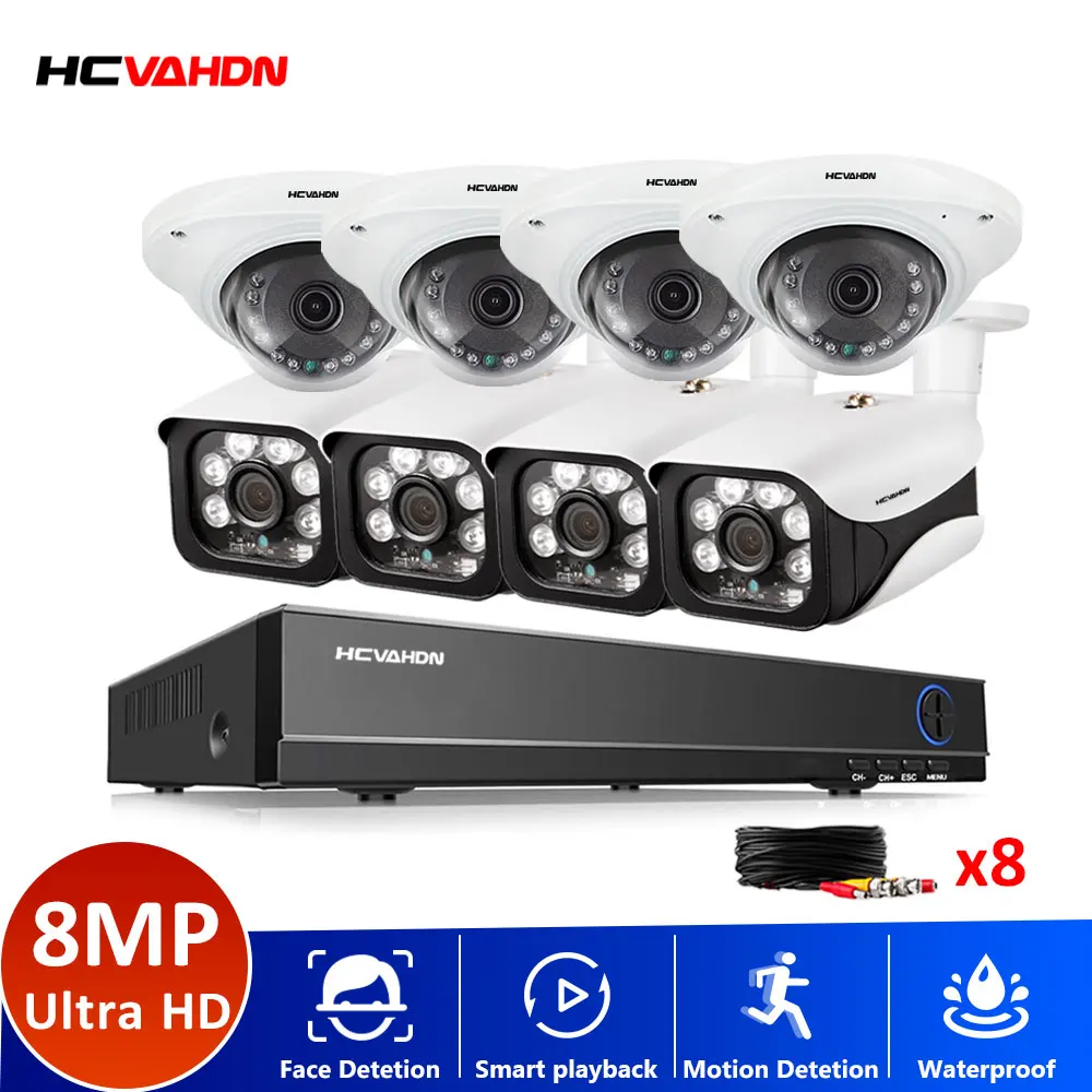 

4K Ultra HD 8CH DVR Kit H.265 CCTV Camera Security System 8MP CCTV System IR Outdoor Night Vision Video Surveillance Kits