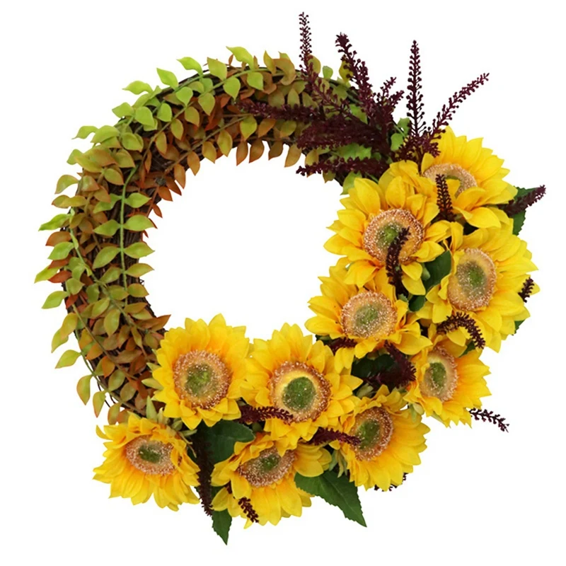 

Artificial Sunflower Wreath Springtime Flower Wreath for Front Door Wall Hanging Window Wedding Party Home Decor