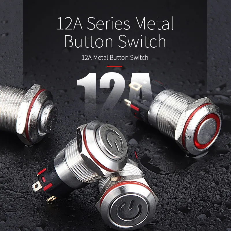 12 мм микро кольцевой силовой СВЕТОДИОДНЫЙ Переключатель В 24 220 водонепроницаемый