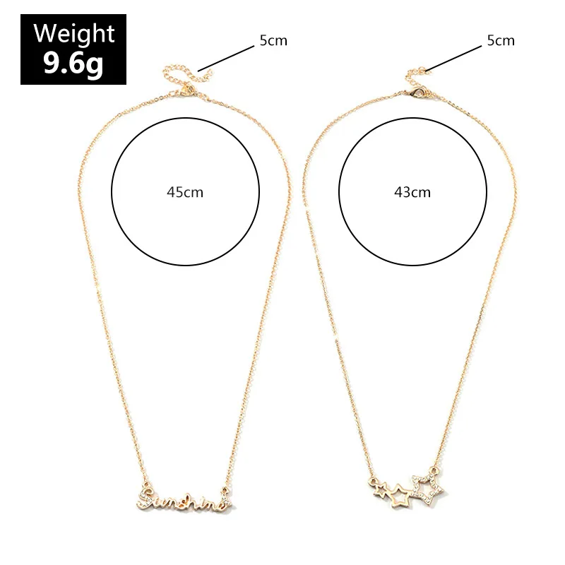 

Multilayer Letter Choker Necklace Simple English Letter Sunshine Pendant Necklace Metal Star Necklace Female Choker Jewelry New