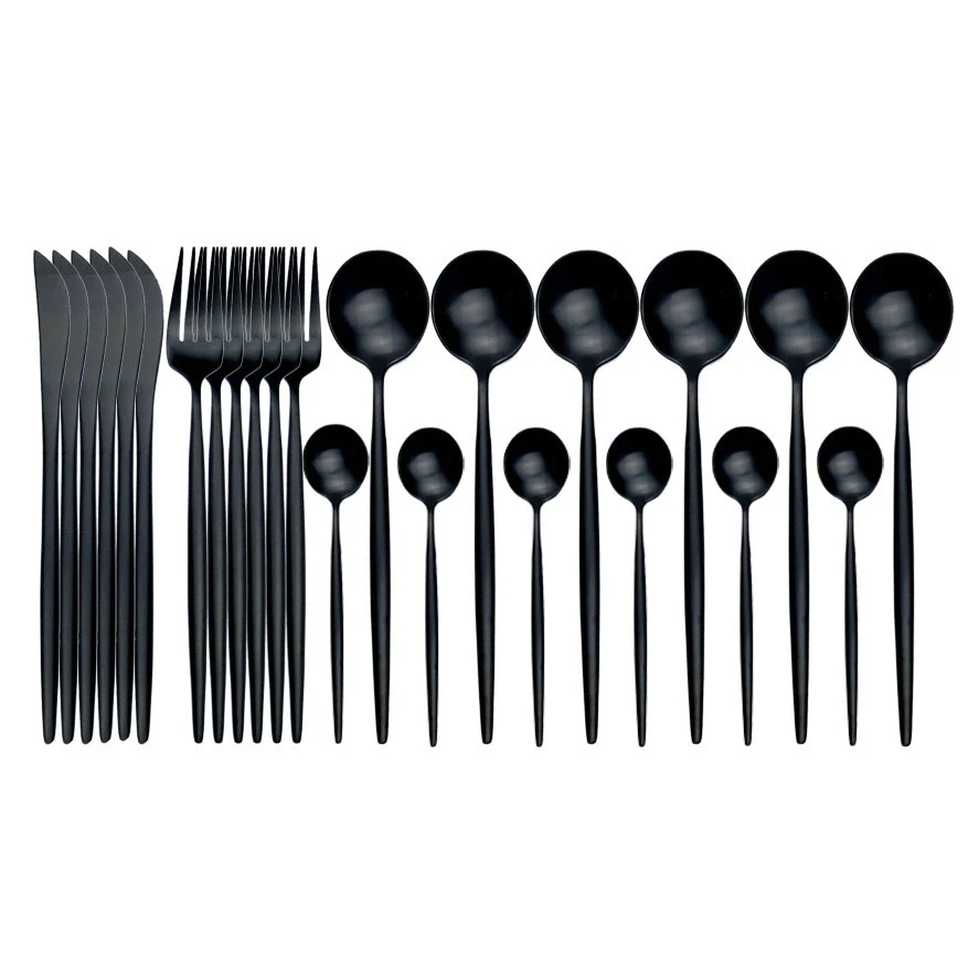 Набор столовых приборов из нержавеющей стали 18/10 черные и золотые столовые