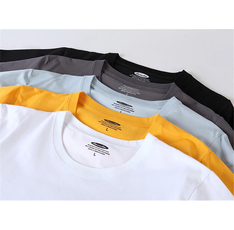 New Summer Solid Men's T Shirt Fashion O Neck Short Sleeve Mens Clothing Trend Casual Slim Fit Top Tees Plus Size 6XL | Мужская