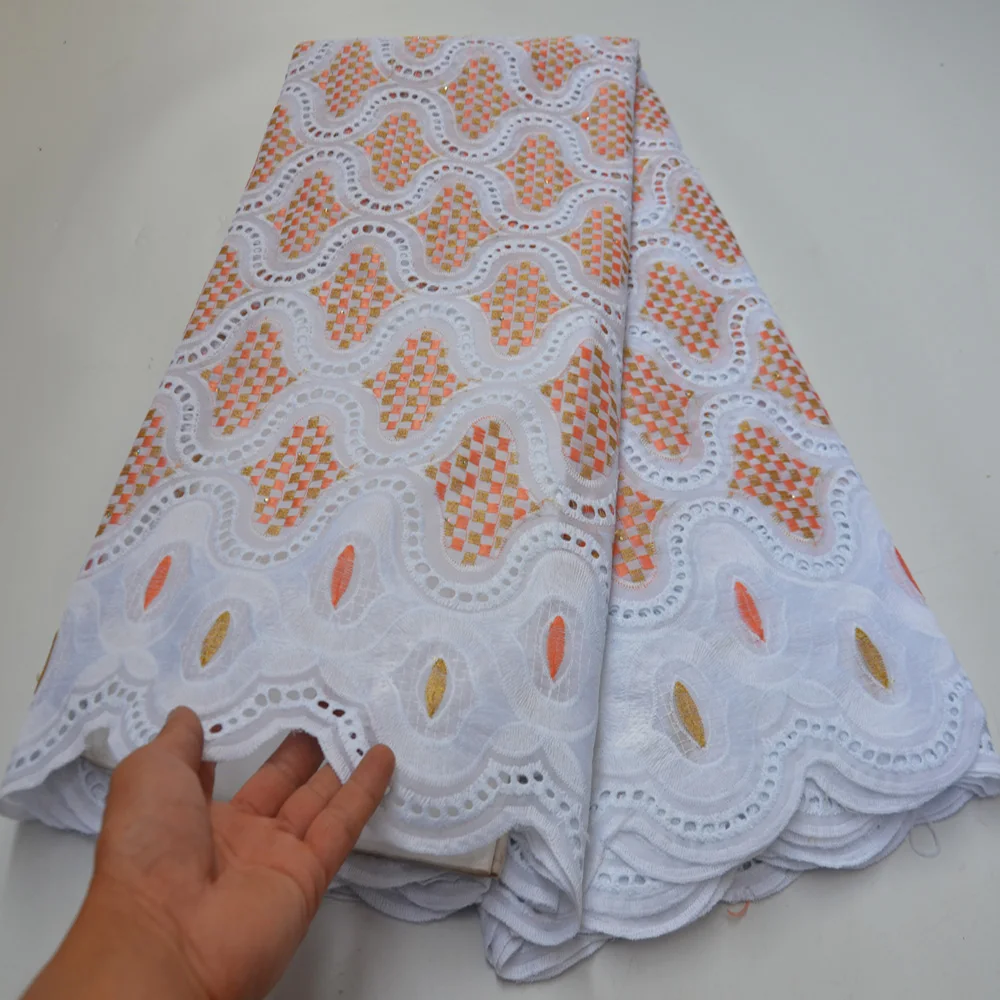 

(5yards/pc) Fresh white green African cotton lace soft Swiss voile lace fabric with elegant embroider for dress 10colors CLP473