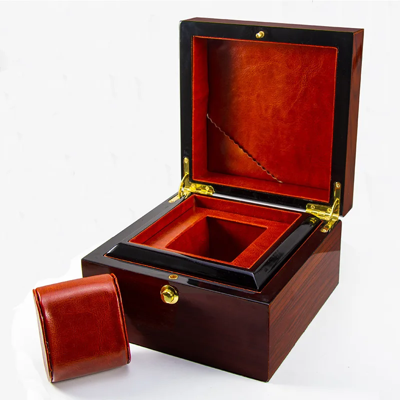 

Premium Wooden Watch Box Single Gird Holder with Removable Cushion Showcase Jewelry Storage Box