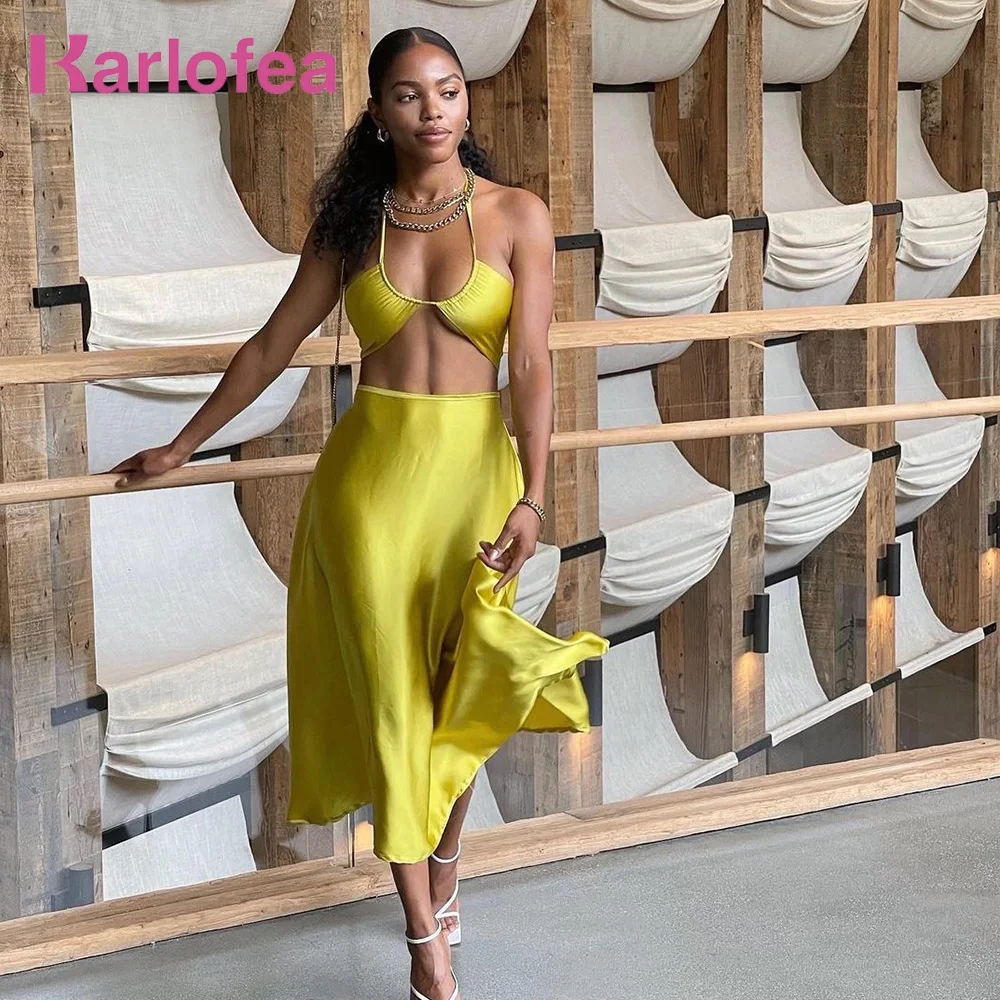 Karlofea простой Сексуальный Атласный Женский подходящий костюм майка с лямкой на